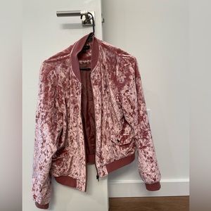 Pink velvet bomber jacket